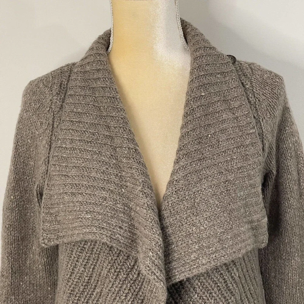 Lauren Ralph Lauren Wool Alpaca Blend Cardigan Size XS Brown Drape Front - Picture 3 of 10